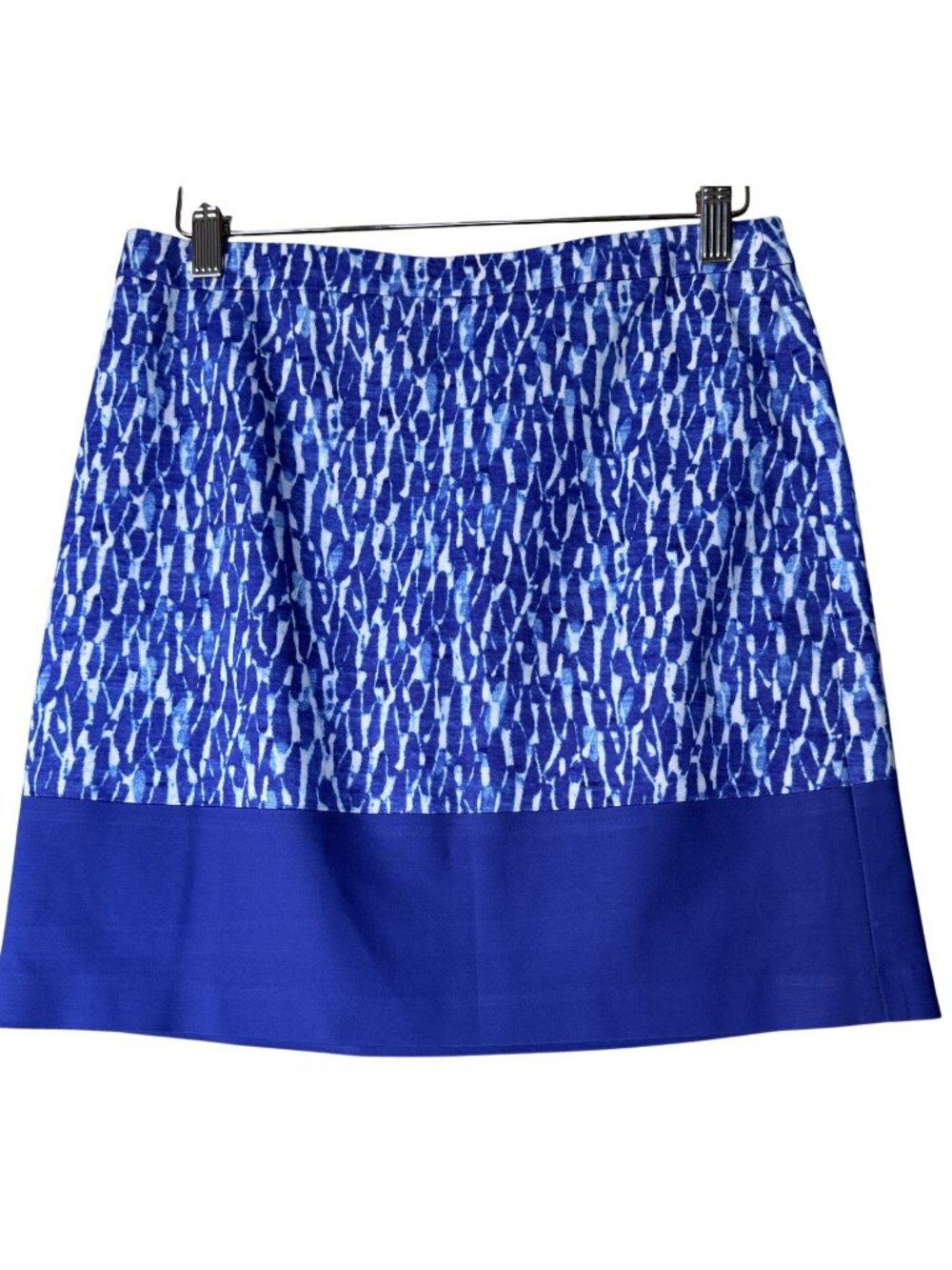 Michael Kors Blue Printed Cotton Blend Skirt Size 2 Lined Zipper Back
